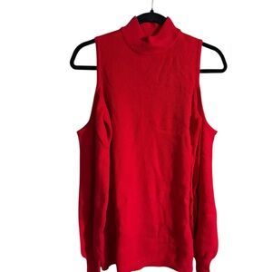 Women’s Small Cyrus Vibrant Red Cold Shoulder Mock Turtleneck Sweater NWT